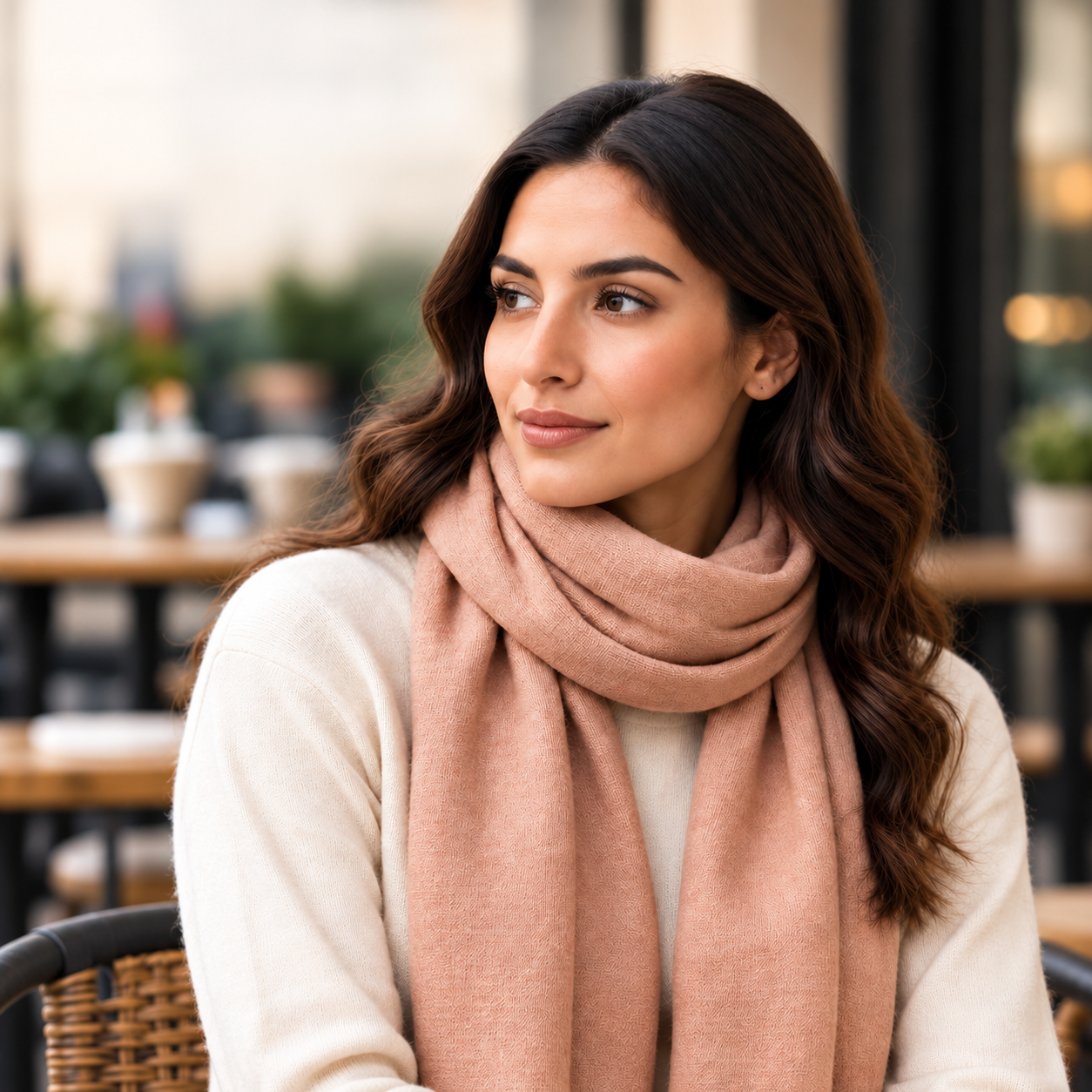 Warm Peach Nude Cotton Scarf – Soft, Comfortable Everyday Essential 2 Warm Peach Nude Cotton Scarf – Soft, Comfortable Everyday Essential - Image 2