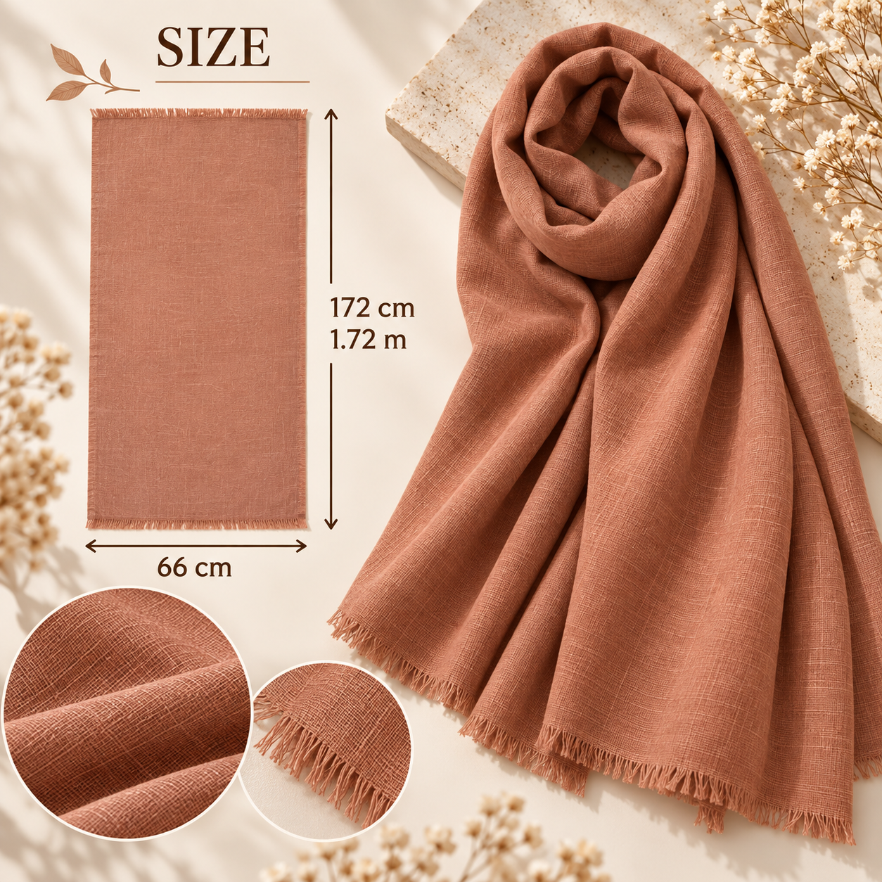 Warm Clay Cotton Scarf – Soft, Comfortable Everyday Essential 6 Warm Clay Cotton Scarf – Soft, Comfortable Everyday Essential - Image 6