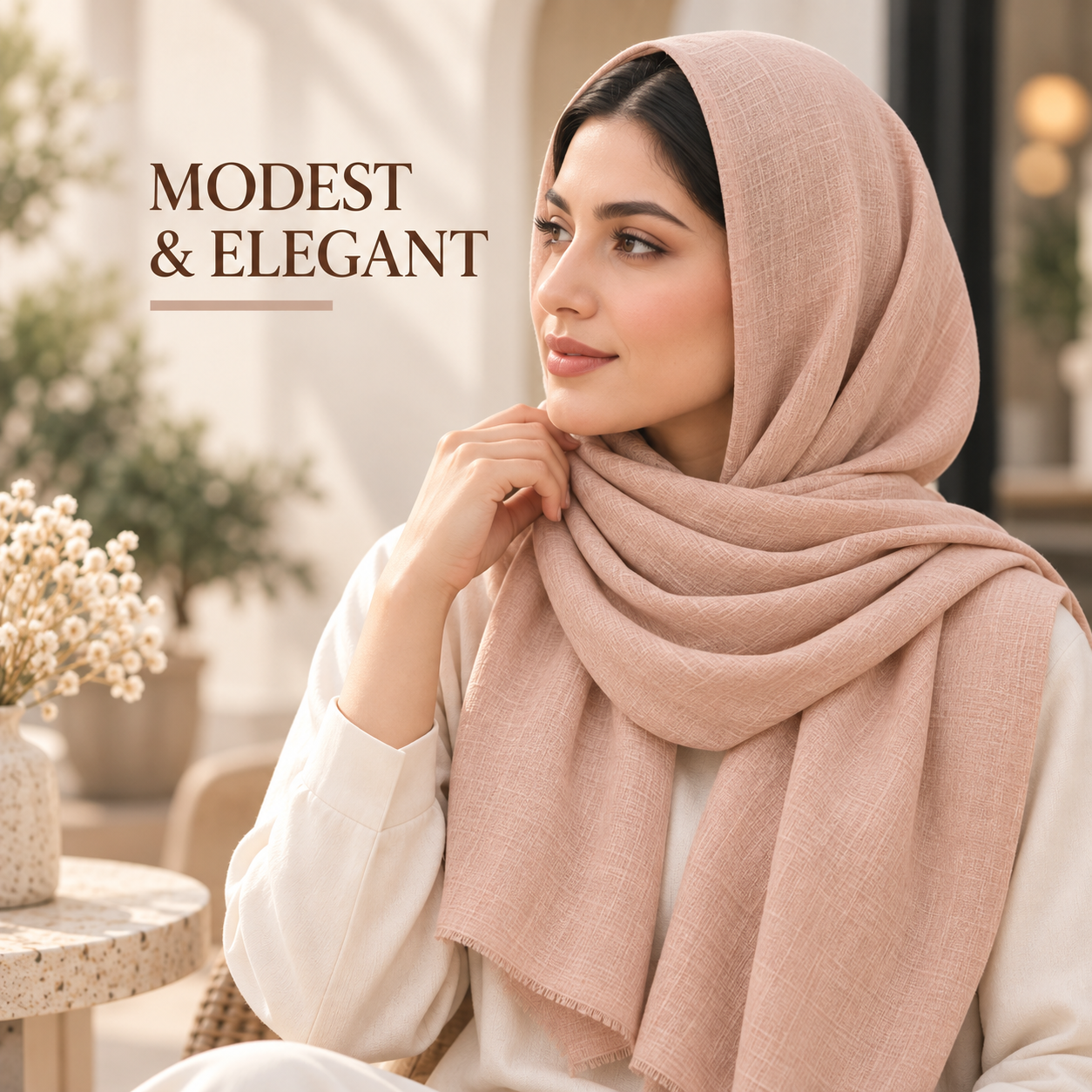 Peach Nude Cotton Scarf – Soft, Comfortable Everyday Essential 6 Peach Nude Cotton Scarf – Soft, Comfortable Everyday Essential - Image 6