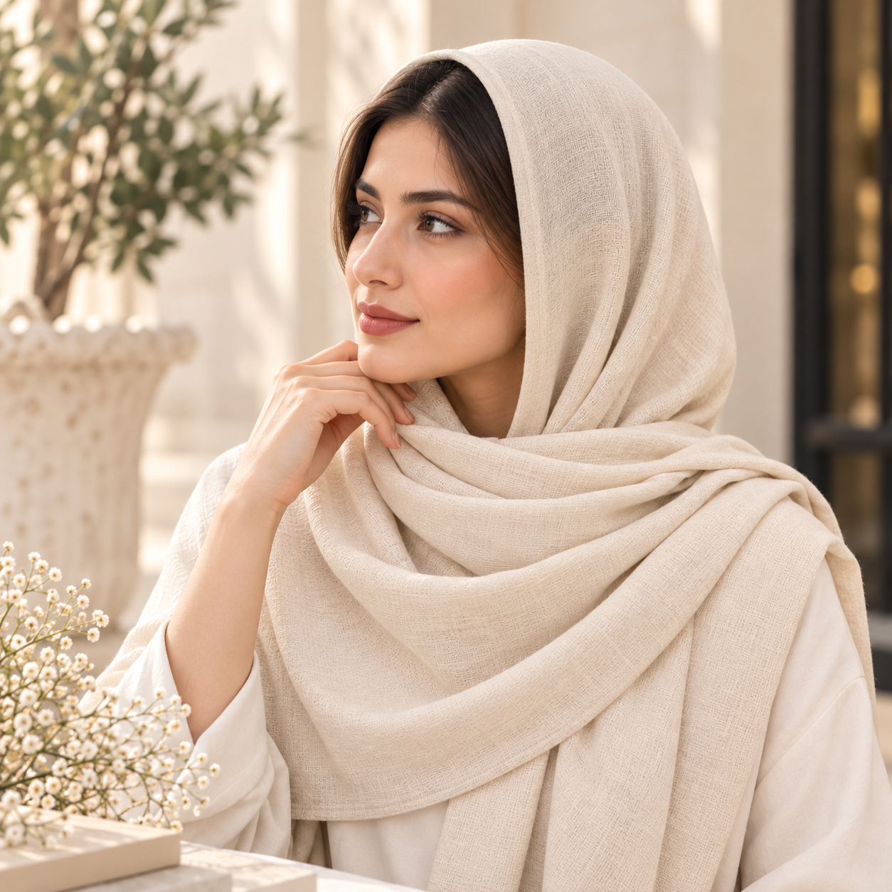 Ivory Cream Cotton Scarf – Soft, Comfortable Everyday Essential 6 Ivory Cream Cotton Scarf – Soft, Comfortable Everyday Essential - Image 6