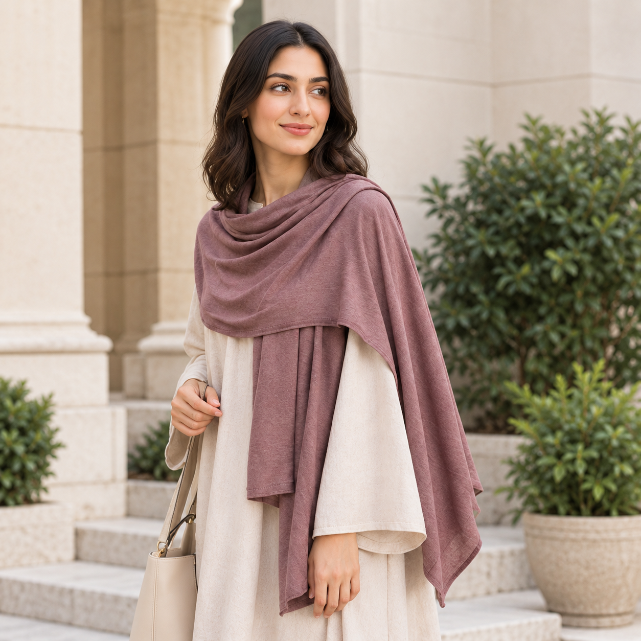 Women Jersey Scarf Hijab Soft Stretchy Plain Mauve Shawl Wrap Headscarf 6 Women Jersey Scarf Hijab Soft Stretchy Plain Mauve Shawl Wrap Headscarf - Image 6