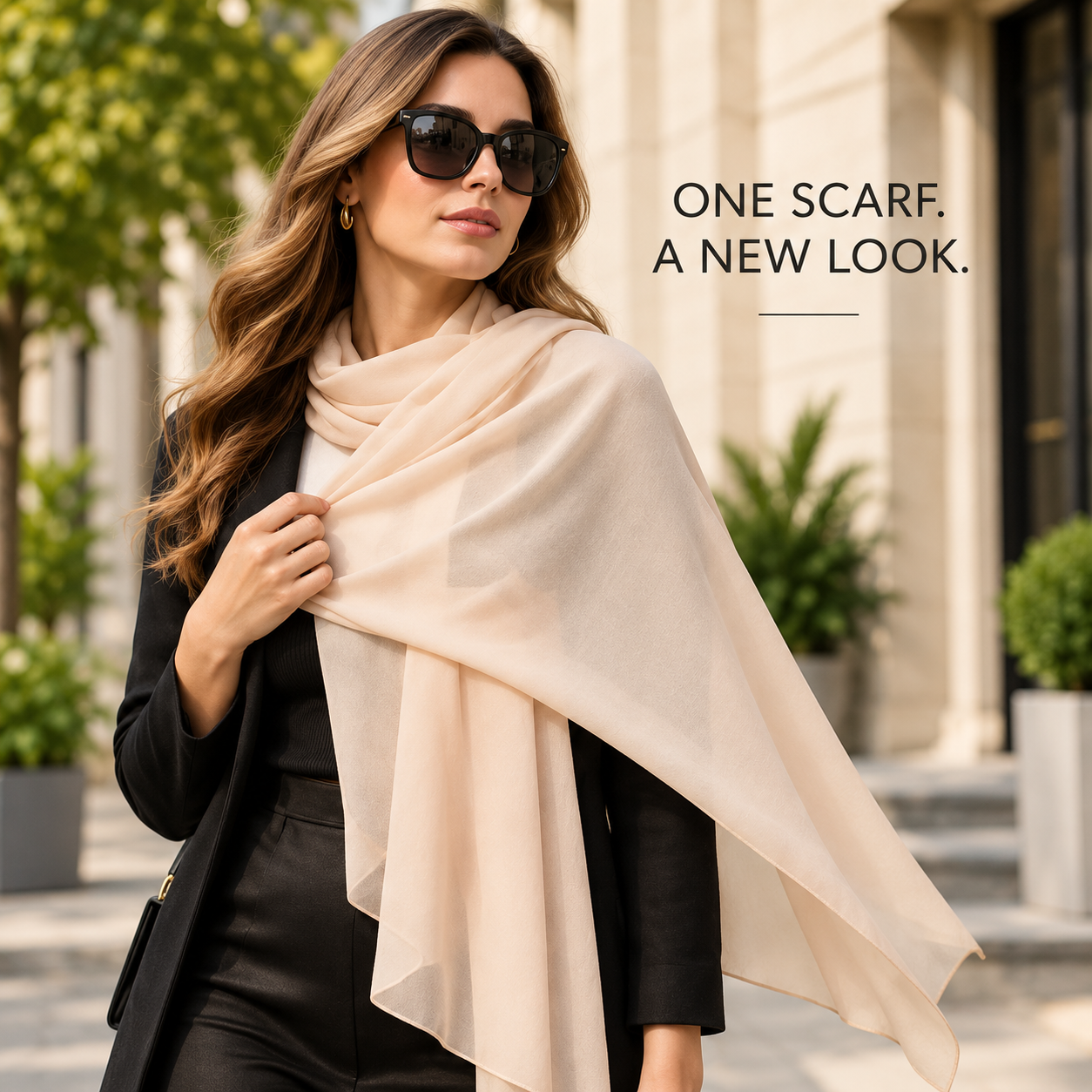 Soft Peach Georgette Scarf Hijab Lightweight Nude Apricot Shawl Wrap 7 Soft Peach Georgette Scarf Hijab Lightweight Nude Apricot Shawl Wrap - Image 7