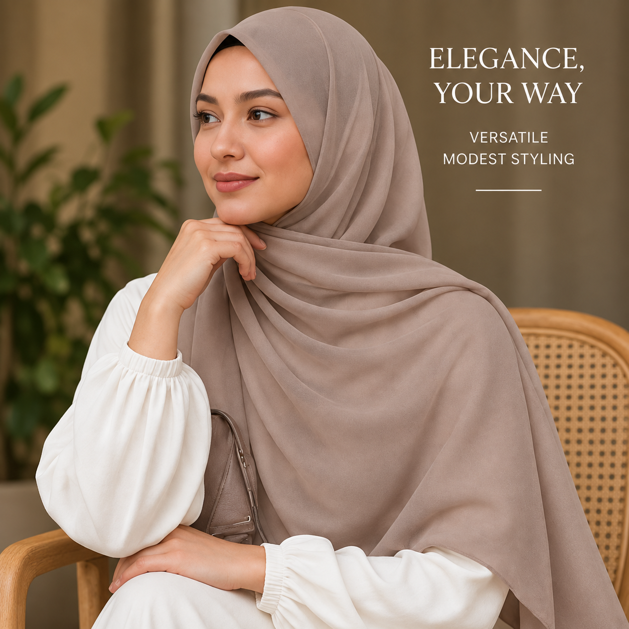 Warm Taupe Ivory Georgette Scarf Soft Hijab Lightweight Nude Shawl Wrap 7 Warm Taupe Ivory Georgette Scarf Soft Hijab Lightweight Nude Shawl Wrap - Image 7