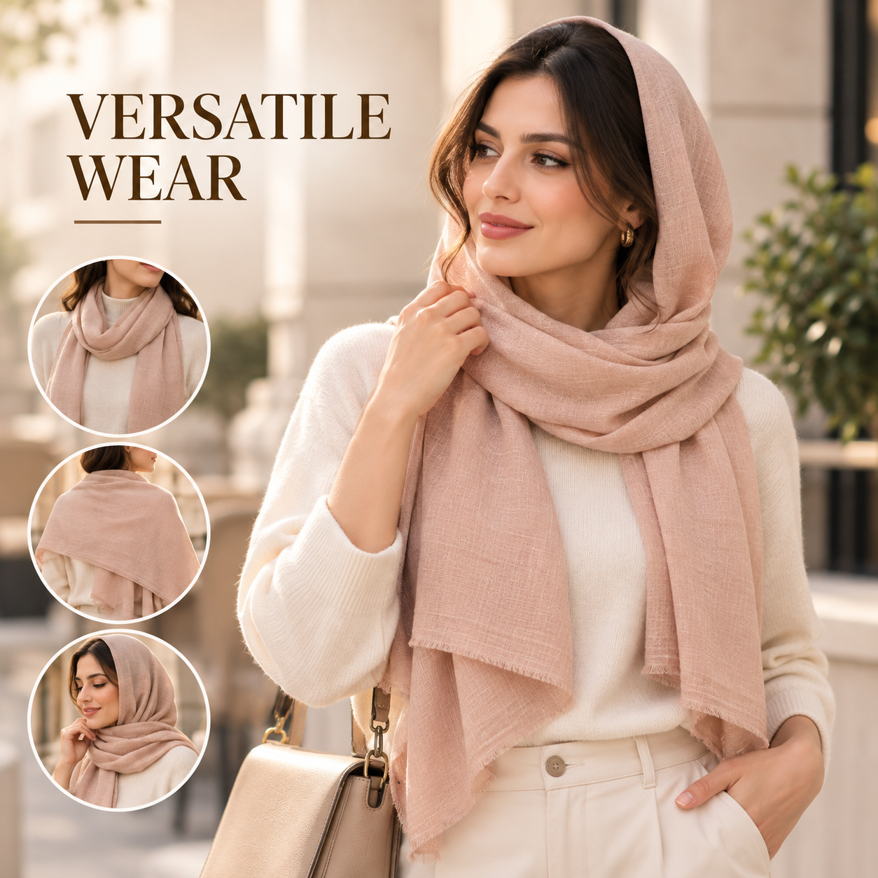 Peach Nude Cotton Scarf – Soft, Comfortable Everyday Essential 7 Peach Nude Cotton Scarf – Soft, Comfortable Everyday Essential - Image 7