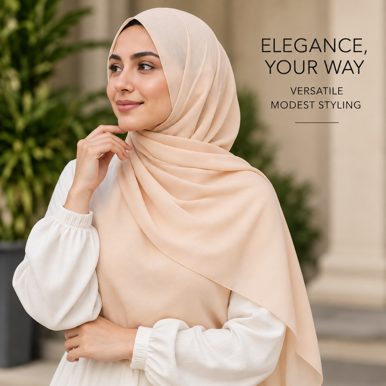 Soft Peach Georgette Scarf Hijab Lightweight Nude Apricot Shawl Wrap 8 Soft Peach Georgette Scarf Hijab Lightweight Nude Apricot Shawl Wrap - Image 8