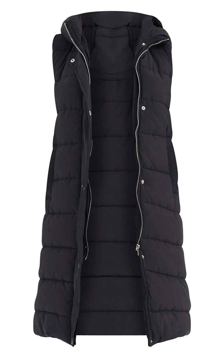 Ladies Girls Long Hooded Puffer Warm Padded Sleeveless Gilet Bodywarmer Zipper 3 Ladies Girls Long Hooded Puffer Warm Padded Sleeveless Gilet Bodywarmer Zipper - Image 3