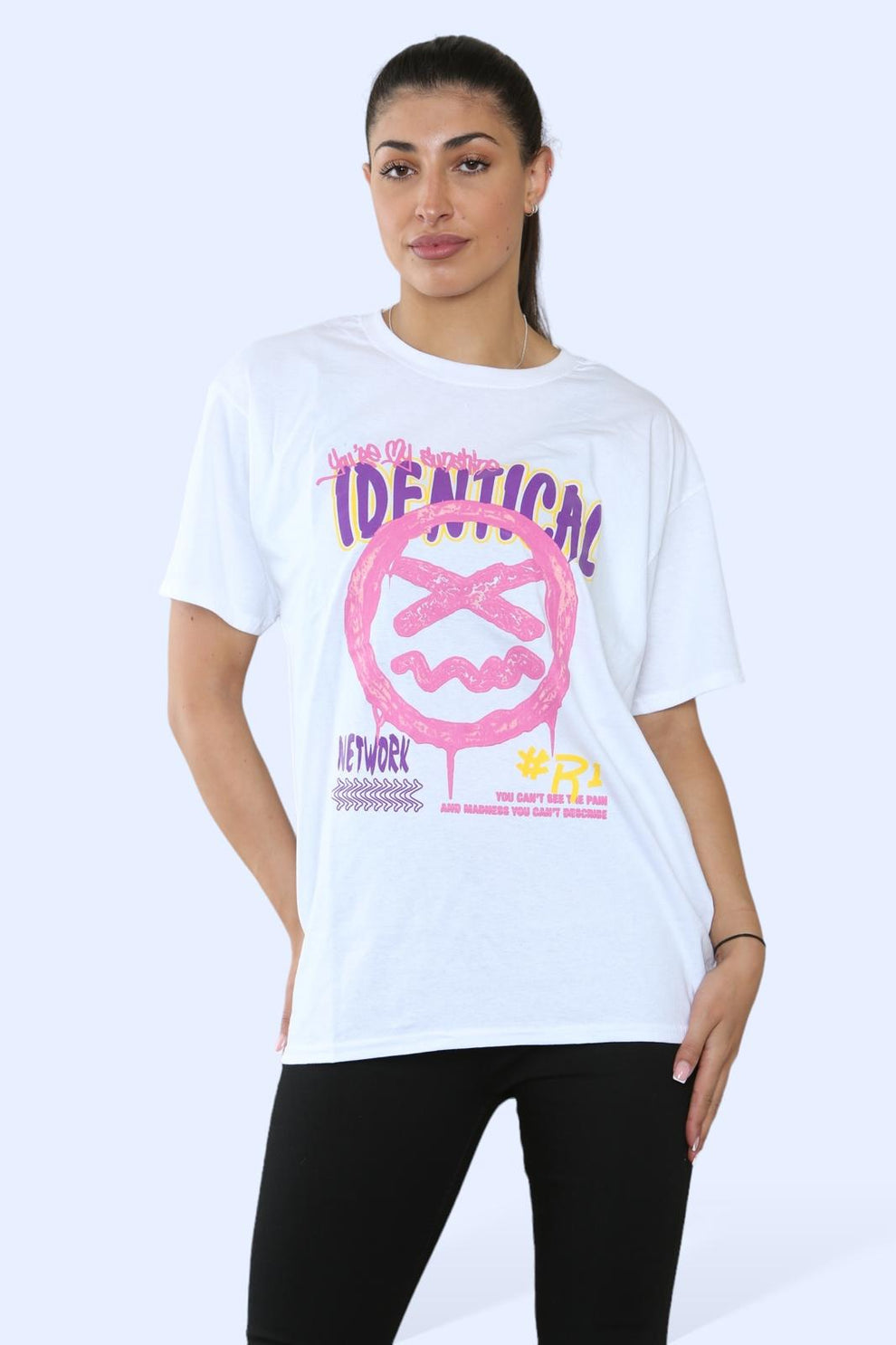 Ladies Identical Printed Short Sleeve T-Shirt Top 2 Ladies Identical Printed Short Sleeve T-Shirt Top - Image 2