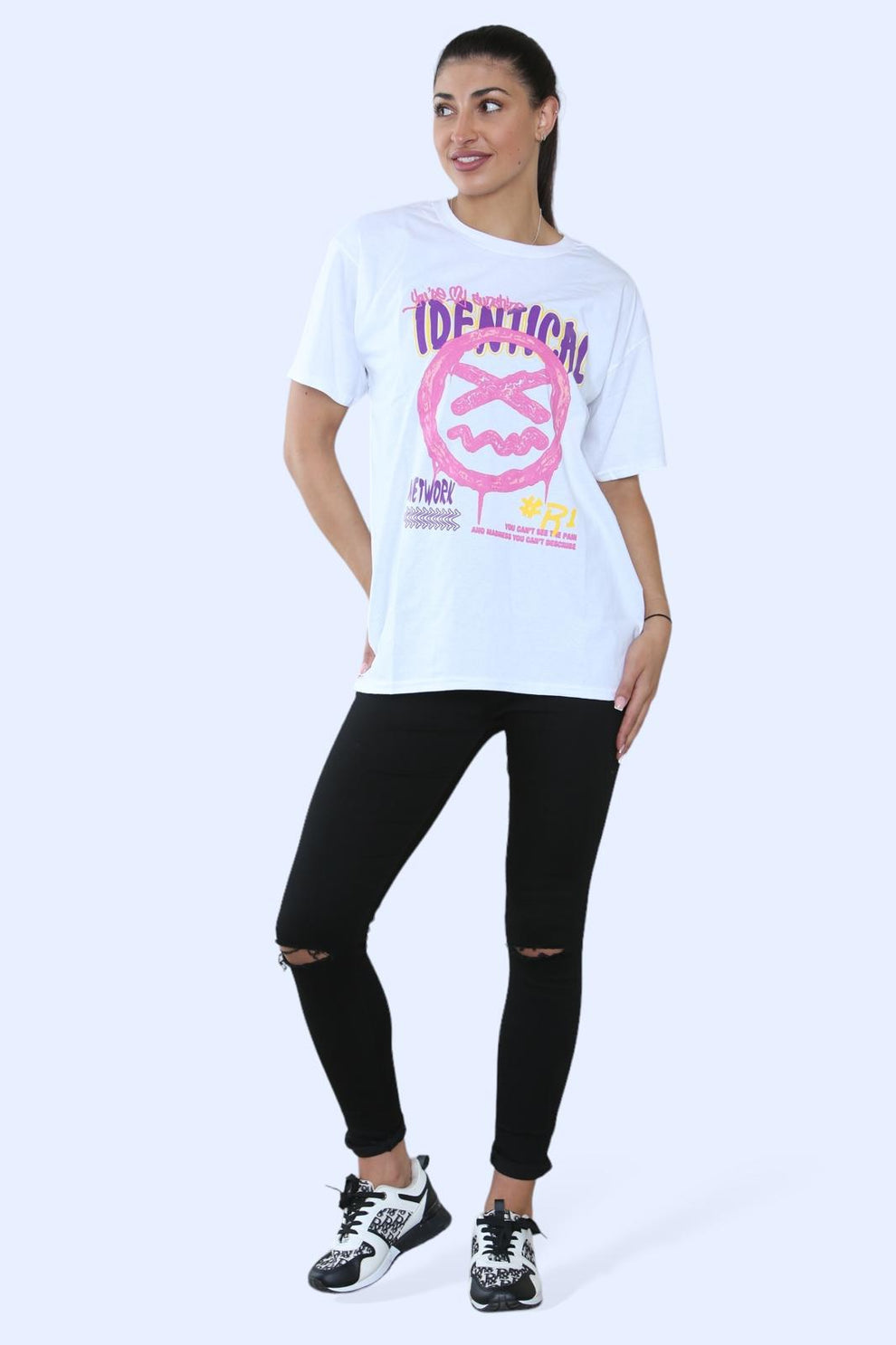 Ladies Identical Printed Short Sleeve T-Shirt Top 3 Ladies Identical Printed Short Sleeve T-Shirt Top - Image 3