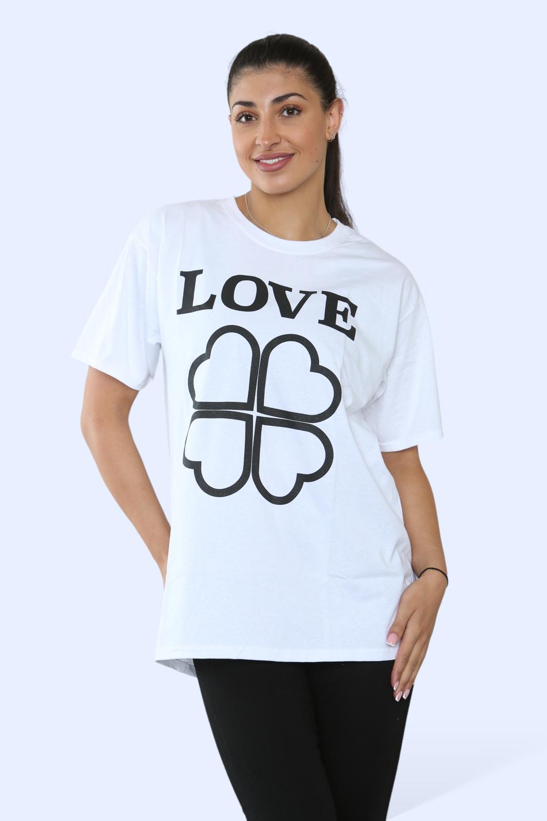 Ladies Love Printed Short Sleeve T-Shirt Top 2 Ladies Love Printed Short Sleeve T-Shirt Top - Image 2