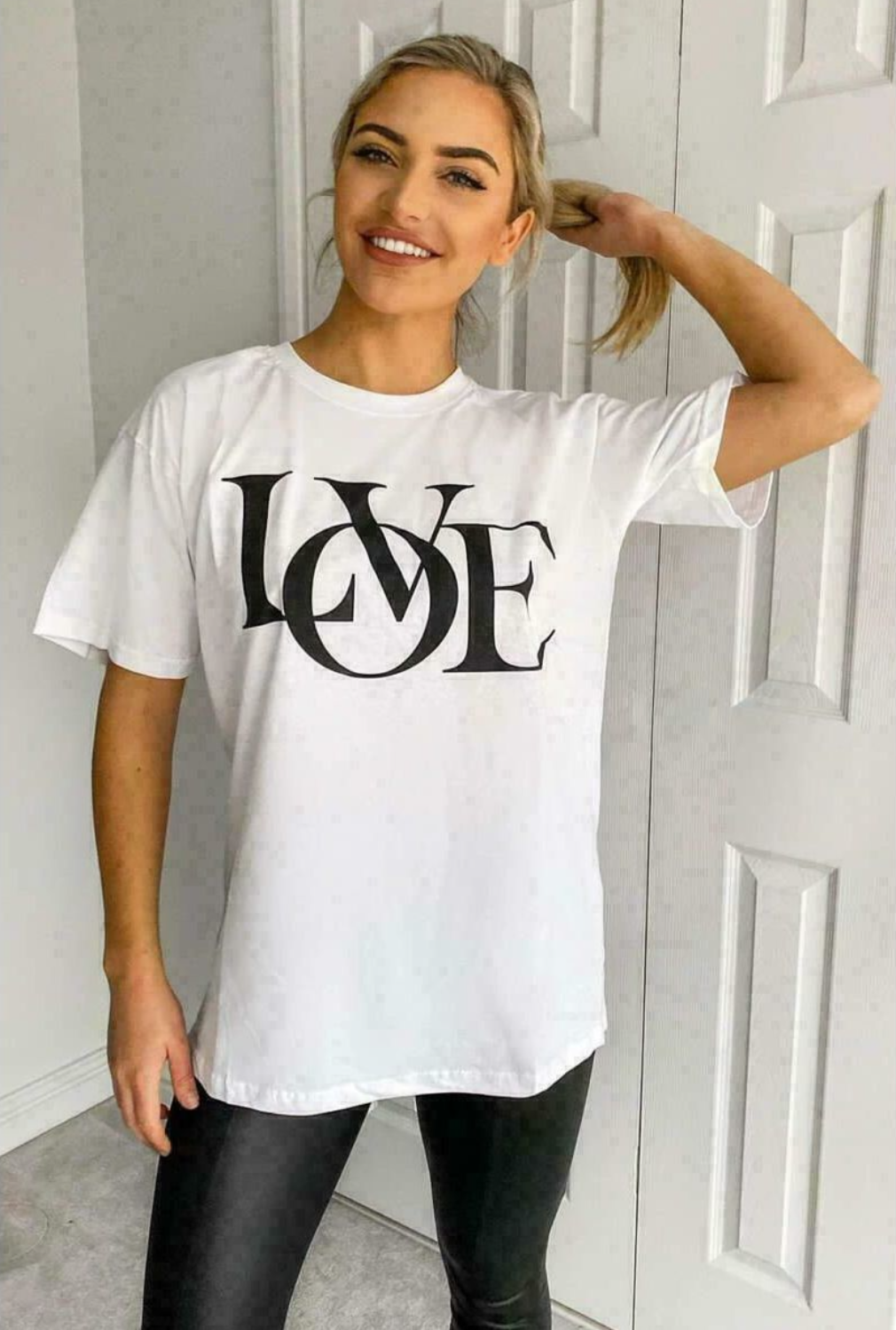 Ladies Oversized Love Print Slogan Short Sleeves T Shirt Top 2 Ladies Oversized Love Print Slogan Short Sleeves T Shirt Top - Image 2