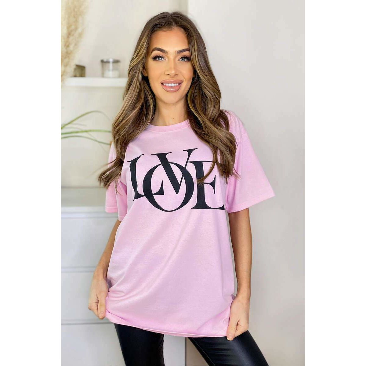 Ladies Oversized Love Print Slogan Short Sleeves T Shirt Top 5 Ladies Oversized Love Print Slogan Short Sleeves T Shirt Top - Image 5