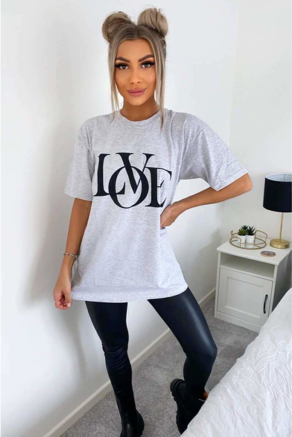 Ladies Oversized Love Print Slogan Short Sleeves T Shirt Top 1 Ladies Oversized Love Print Slogan Short Sleeves T Shirt Top