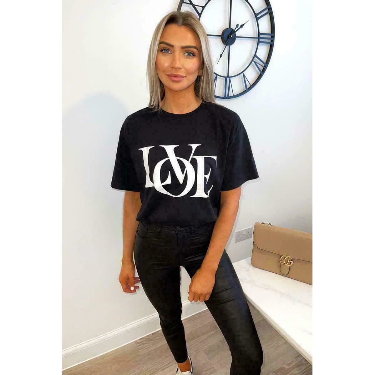 Ladies Oversized Love Print Slogan Short Sleeves T Shirt Top 4 Ladies Oversized Love Print Slogan Short Sleeves T Shirt Top - Image 4