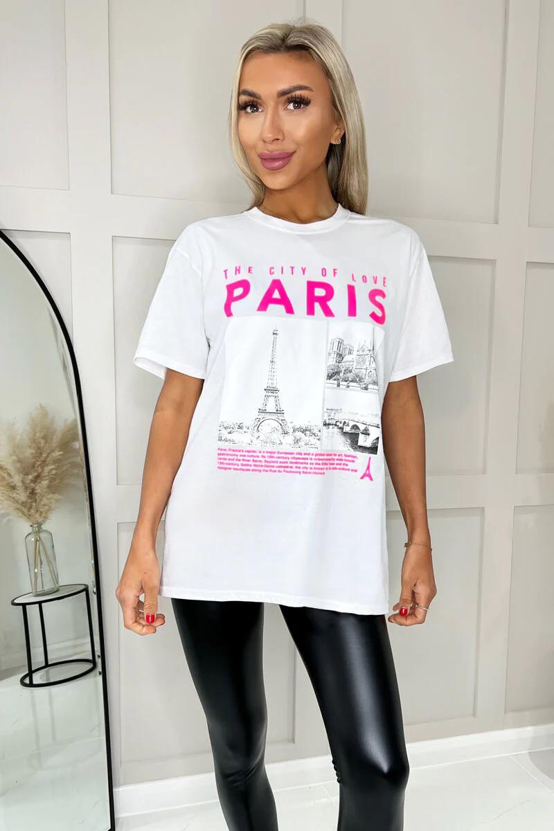 Ladies Oversized Paris Slogan Short Sleeves T Shirt Top 7 Ladies Oversized Paris Slogan Short Sleeves T Shirt Top - Image 7