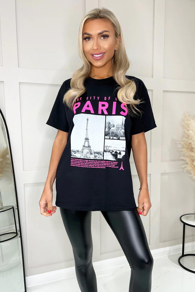 Ladies Oversized Paris Slogan Short Sleeves T Shirt Top 6 Ladies Oversized Paris Slogan Short Sleeves T Shirt Top - Image 6