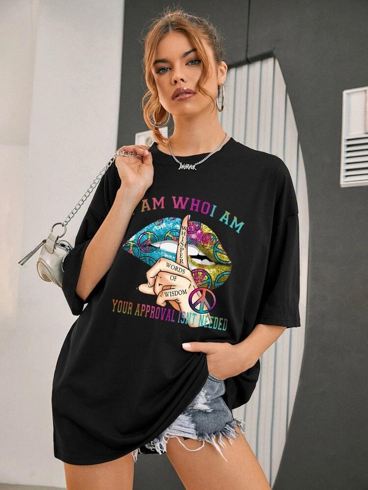 Ladies Oversized Whisper Words of Wisdom Short Sleeves T Shirt Top 5 Ladies Oversized Whisper Words of Wisdom Short Sleeves T Shirt Top - Image 5