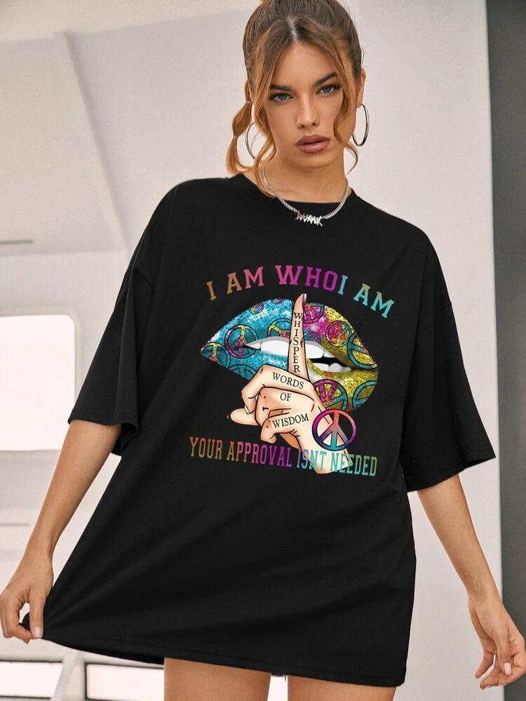 Ladies Oversized Whisper Words of Wisdom Short Sleeves T Shirt Top 3 Ladies Oversized Whisper Words of Wisdom Short Sleeves T Shirt Top - Image 3