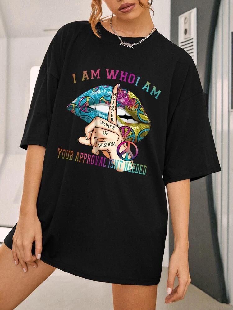 Ladies Oversized Whisper Words of Wisdom Short Sleeves T Shirt Top 4 Ladies Oversized Whisper Words of Wisdom Short Sleeves T Shirt Top - Image 4
