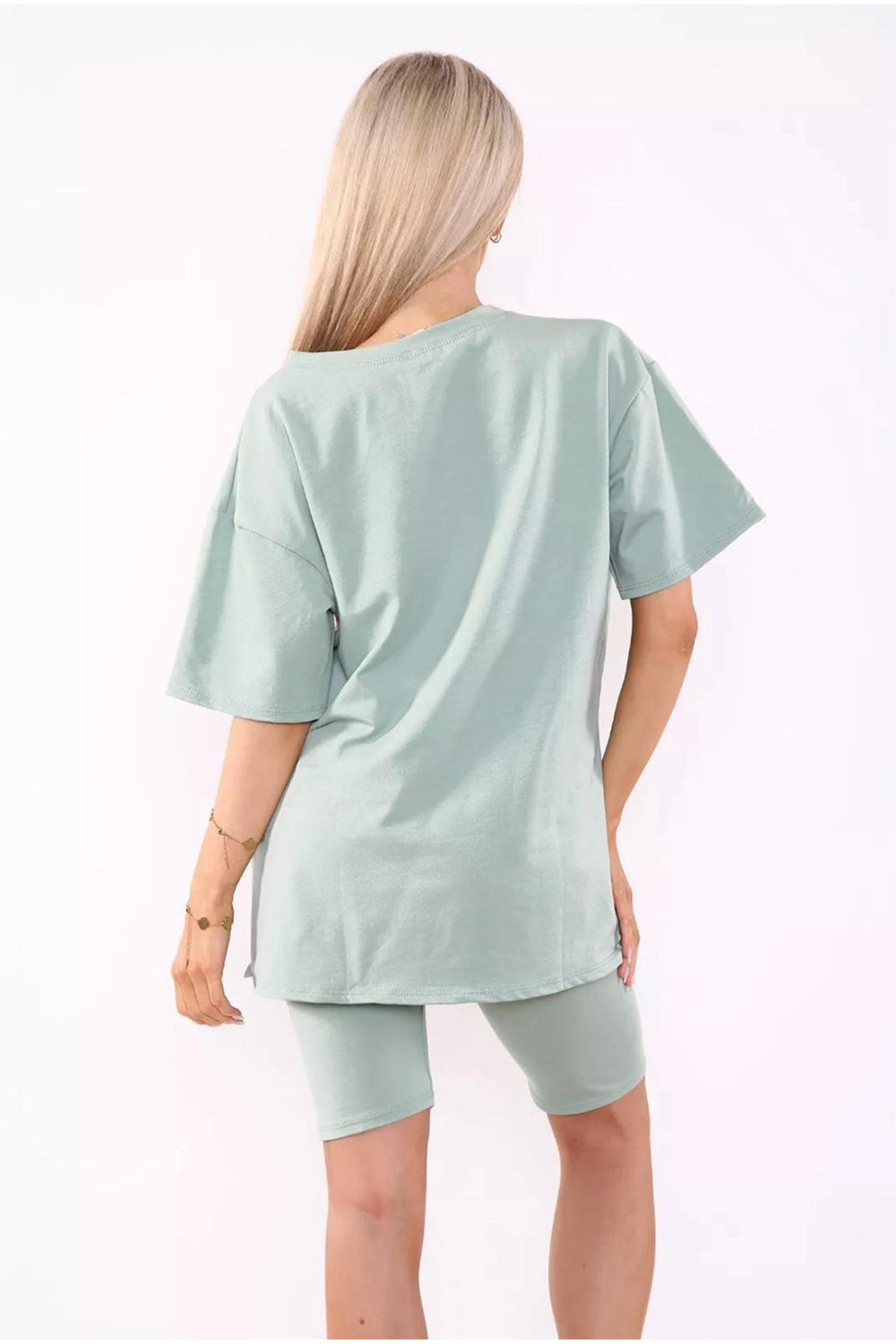 Love Side Slit Cycling Short and T-Shirts Co-Ord Two Piece Set with Front Love Slogan 6 Love Side Slit Cycling Short and T-Shirts Co-Ord Two Piece Set with Front Love Slogan - Image 6