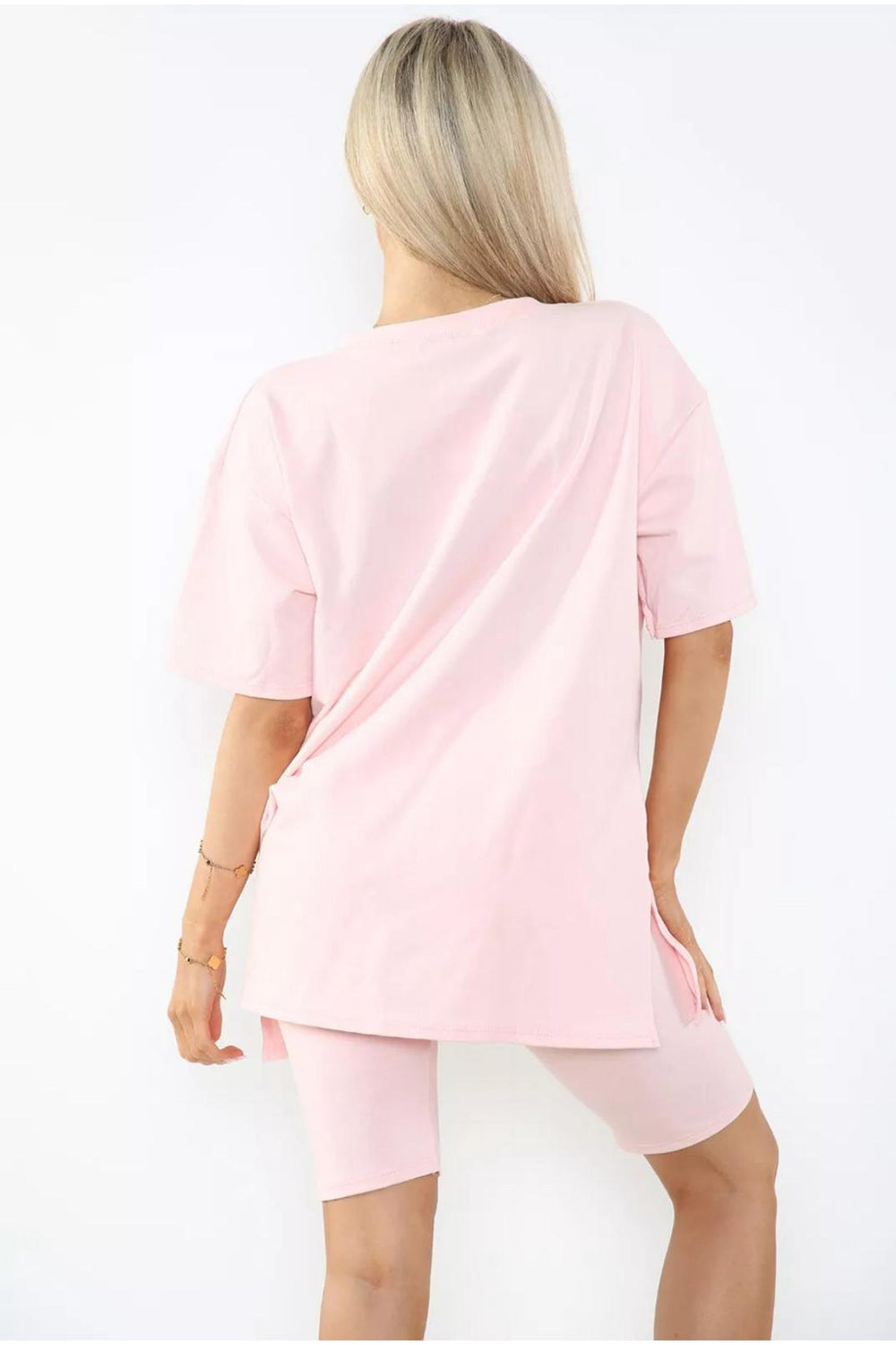 Love Side Slit Cycling Short and T-Shirts Co-Ord Two Piece Set with Front Love Slogan 9 Love Side Slit Cycling Short and T-Shirts Co-Ord Two Piece Set with Front Love Slogan - Image 9