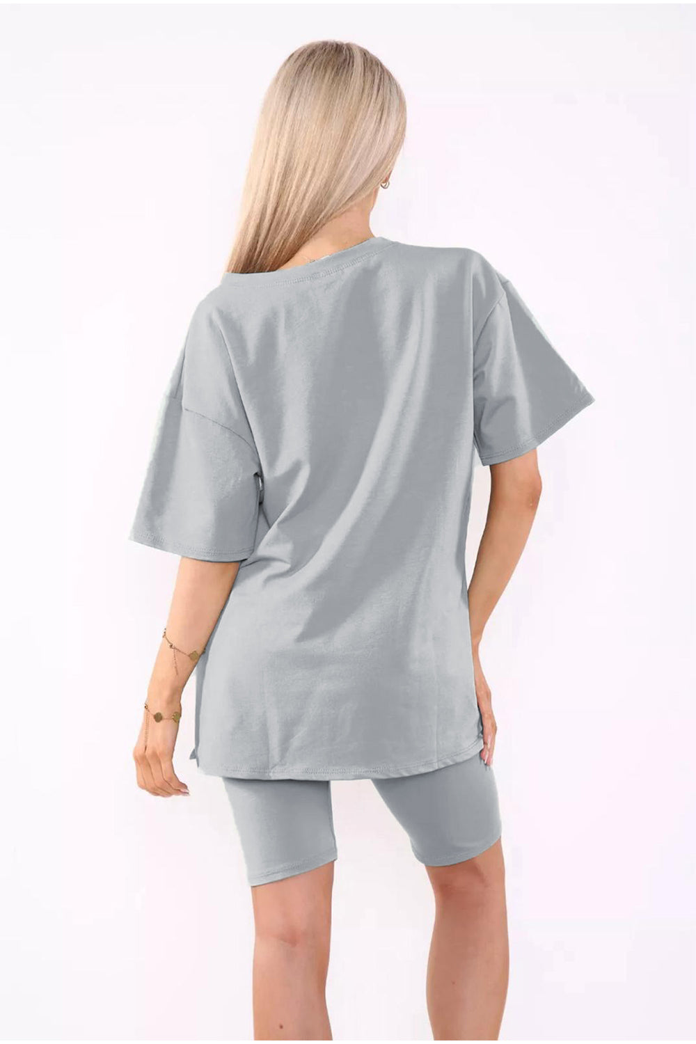 Love Side Slit Cycling Short and T-Shirts Co-Ord Two Piece Set with Front Love Slogan 14 Love Side Slit Cycling Short and T-Shirts Co-Ord Two Piece Set with Front Love Slogan - Image 14
