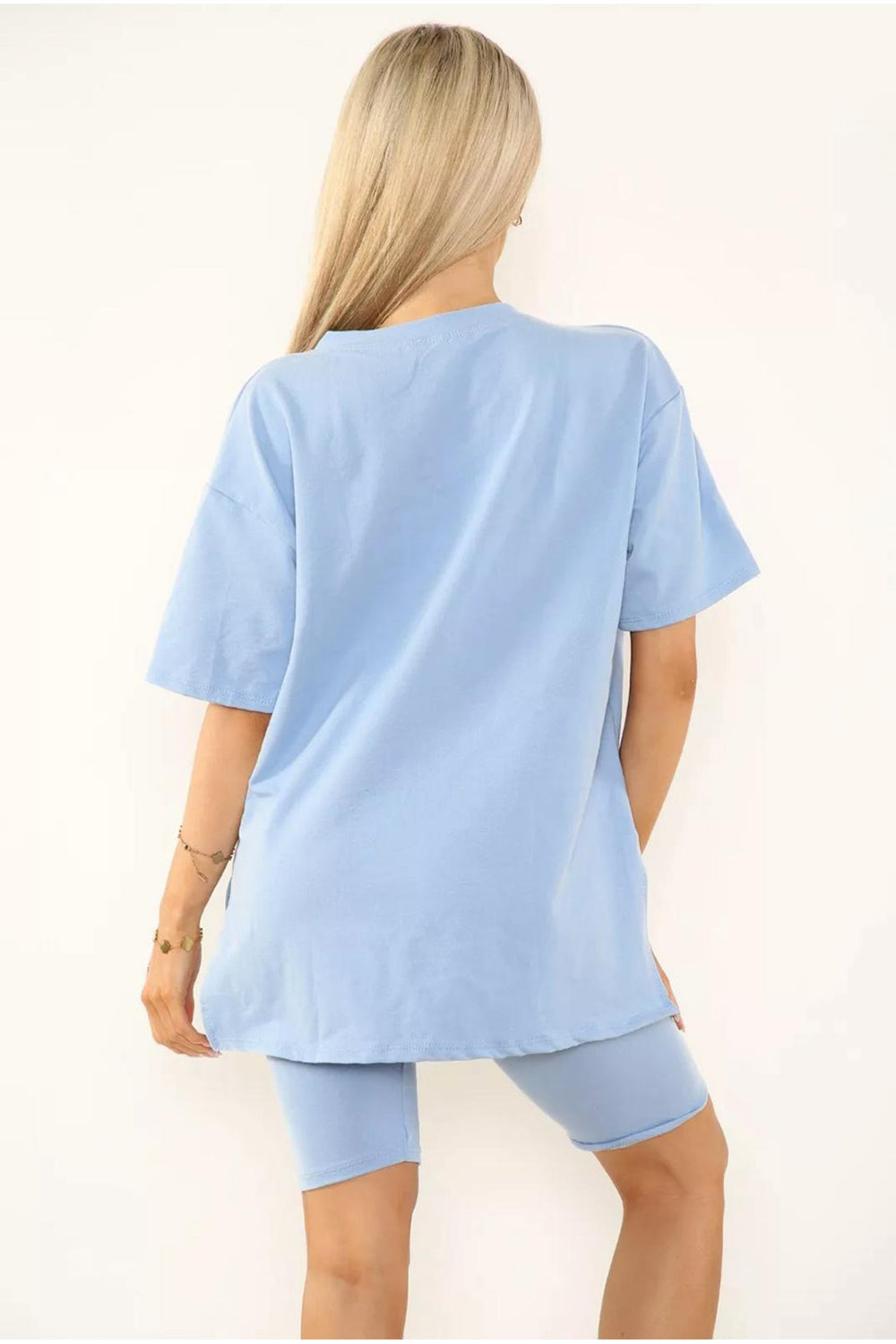 Cycling Short and T-Shirts Co-Ord Two Piece Side Slit Set with Front Printed Slogan 30 Cycling Short and T-Shirts Co-Ord Two Piece Side Slit Set with Front Printed Slogan - Image 30