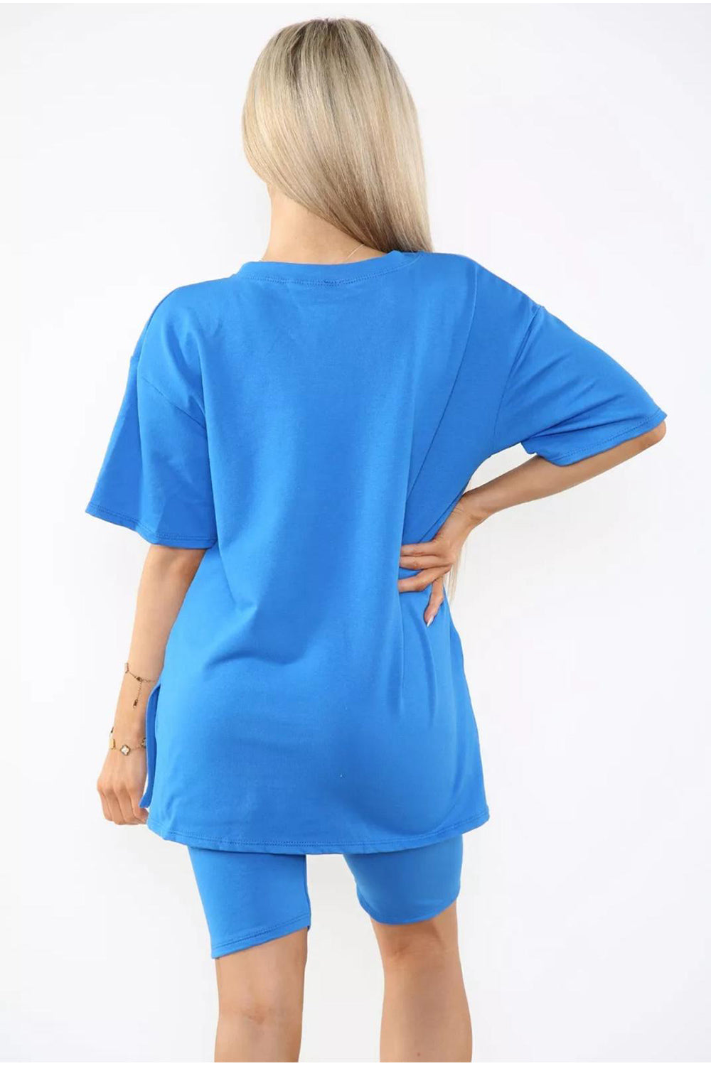 Cycling Short and T-Shirts Co-Ord Two Piece Side Slit Set with Front Printed Slogan 17 Cycling Short and T-Shirts Co-Ord Two Piece Side Slit Set with Front Printed Slogan - Image 17