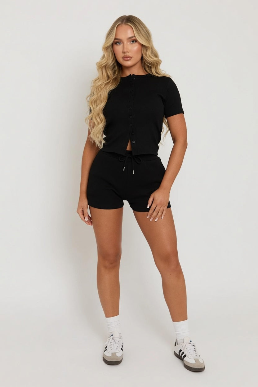 Mae Short Sleeve Rib Button Short Set 5 Mae Short Sleeve Rib Button Short Set - Image 5