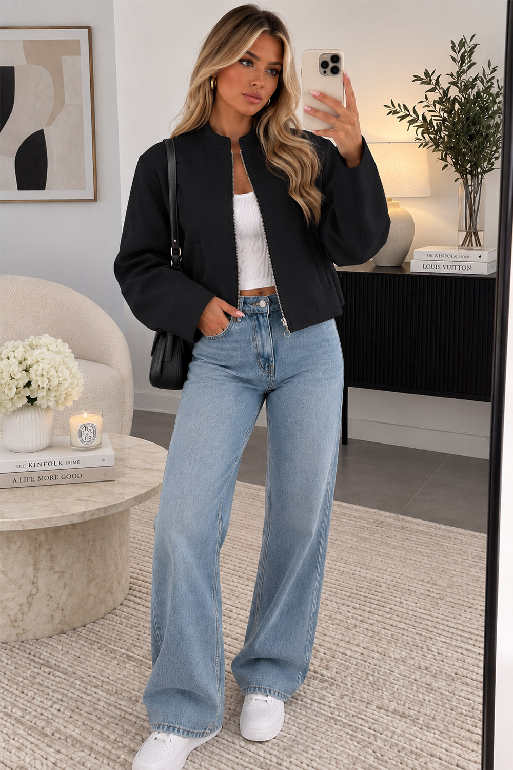 New Style Inspired Bomber Collar Jacket with Golden Zip 3 New Style Inspired Bomber Collar Jacket with Golden Zip - Image 3