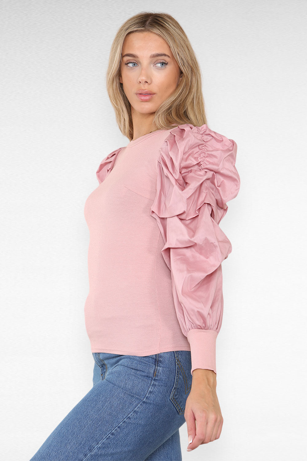 Oversized Puff Sleeves Ribbed Top 32 Oversized Puff Sleeves Ribbed Top - Image 32