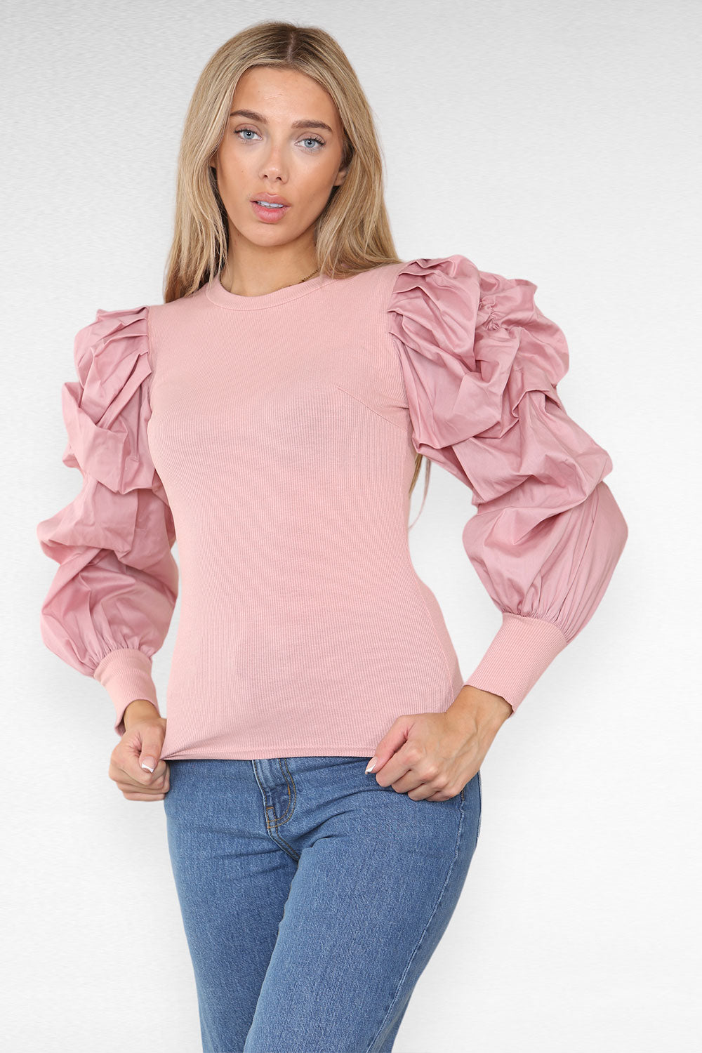 Oversized Puff Sleeves Ribbed Top 33 Oversized Puff Sleeves Ribbed Top - Image 33