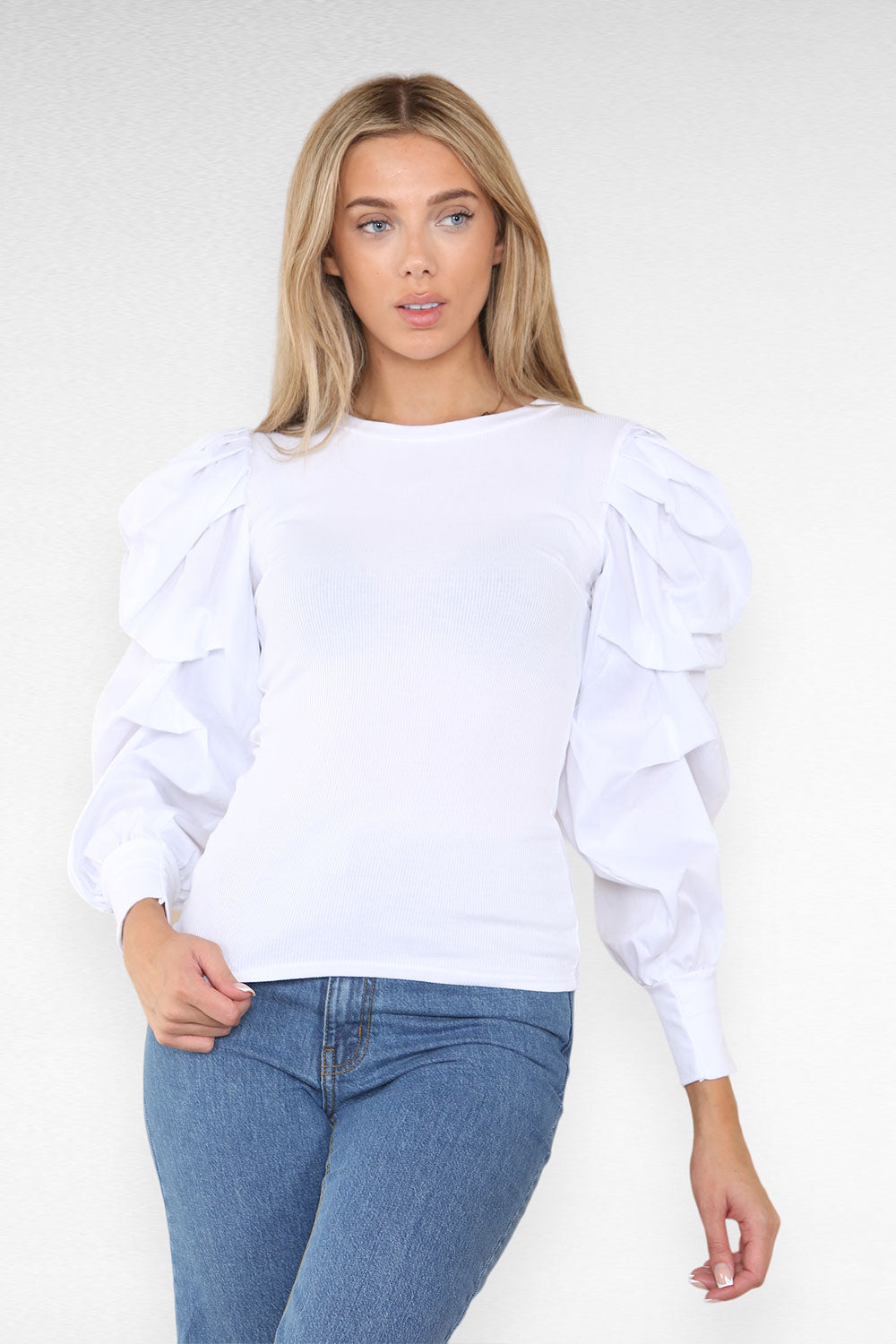 Oversized Puff Sleeves Ribbed Top 36 Oversized Puff Sleeves Ribbed Top - Image 36
