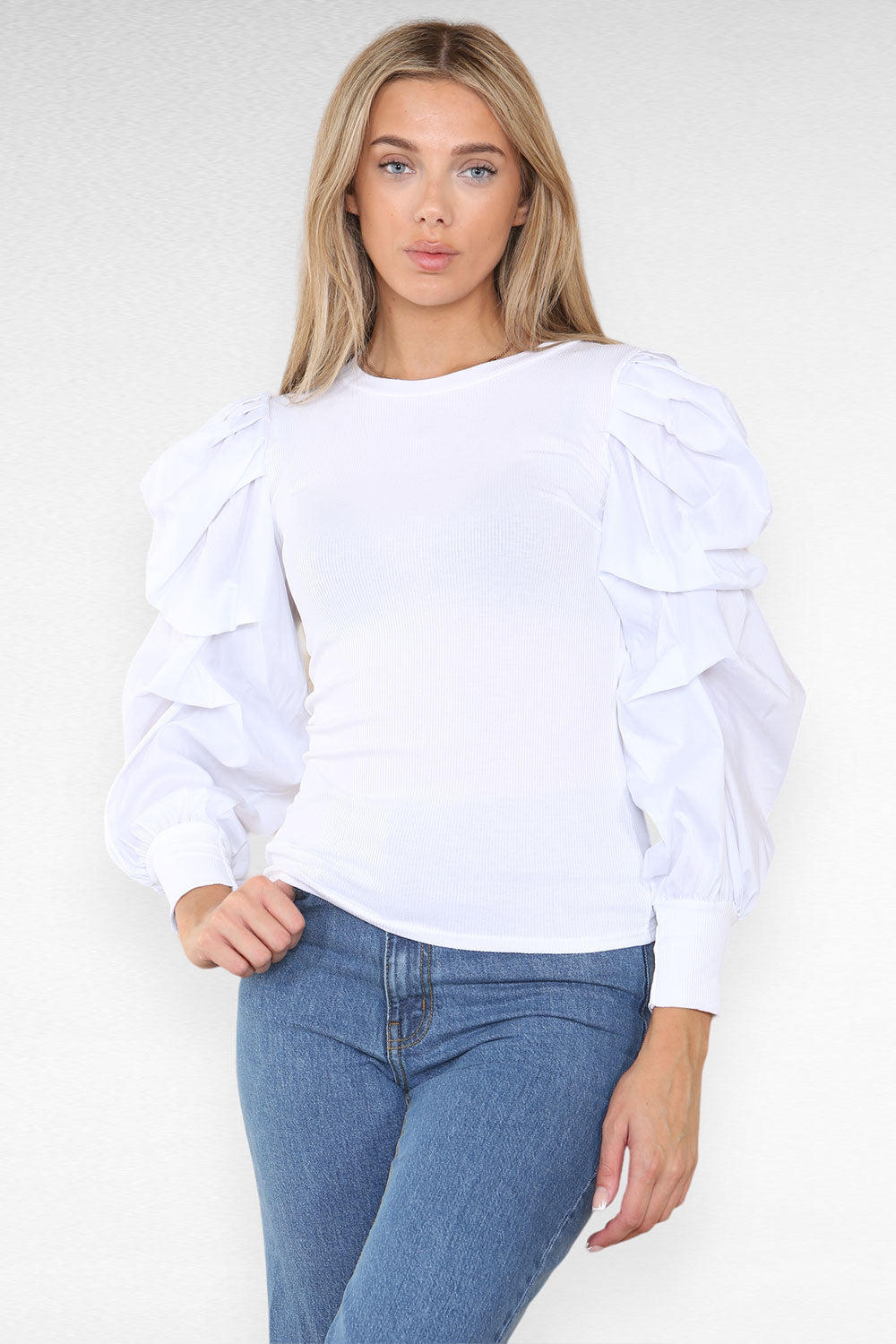 Oversized Puff Sleeves Ribbed Top 37 Oversized Puff Sleeves Ribbed Top - Image 37