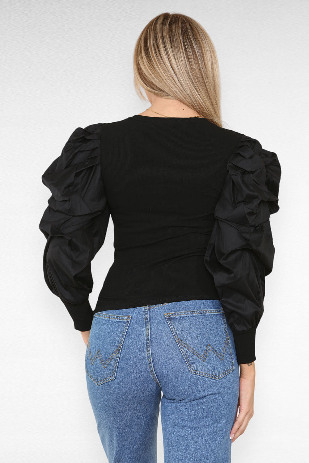 Oversized Puff Sleeves Ribbed Top 38 Oversized Puff Sleeves Ribbed Top - Image 38