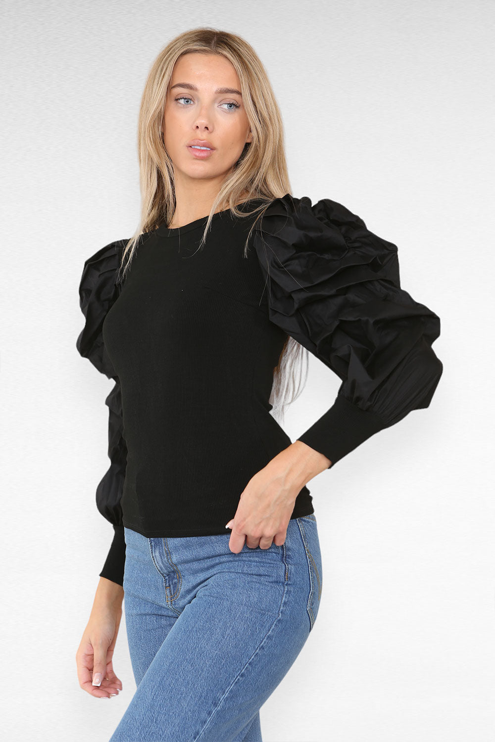 Oversized Puff Sleeves Ribbed Top 40 Oversized Puff Sleeves Ribbed Top - Image 40