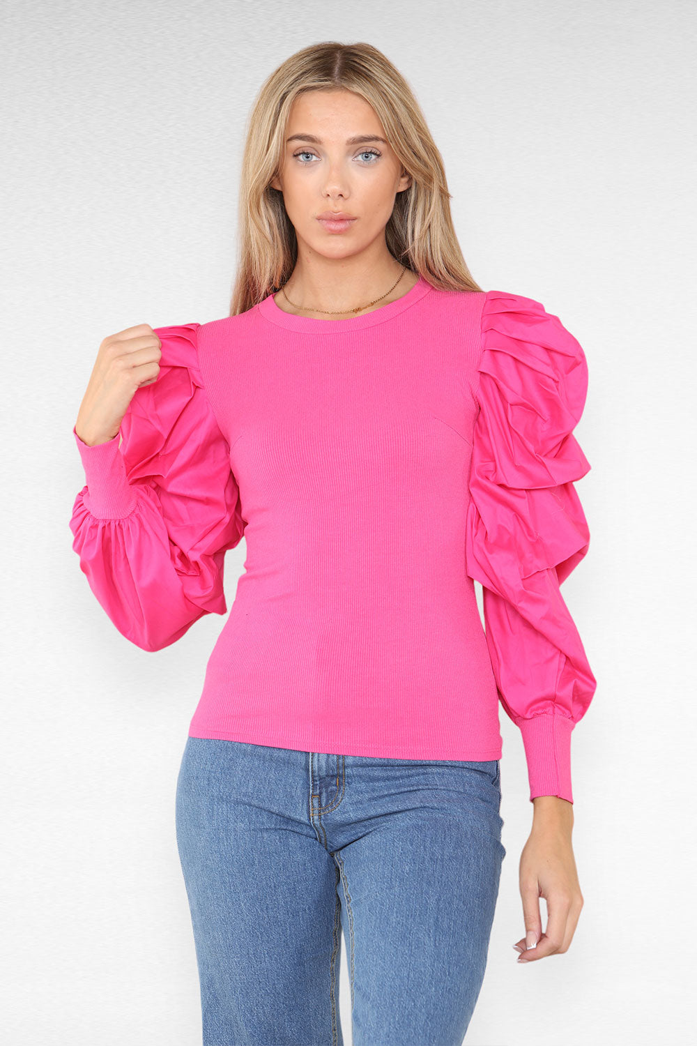 Oversized Puff Sleeves Ribbed Top 42 Oversized Puff Sleeves Ribbed Top - Image 42