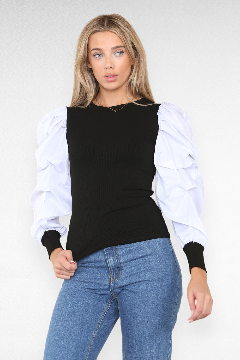 Oversized Puff Sleeves Ribbed Top 45 Oversized Puff Sleeves Ribbed Top - Image 45
