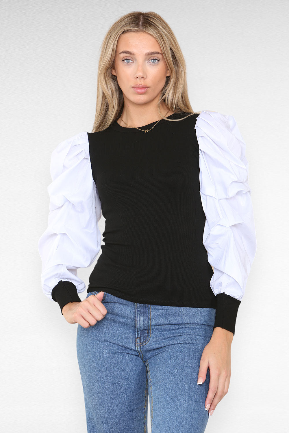 Oversized Puff Sleeves Ribbed Top 46 Oversized Puff Sleeves Ribbed Top - Image 46
