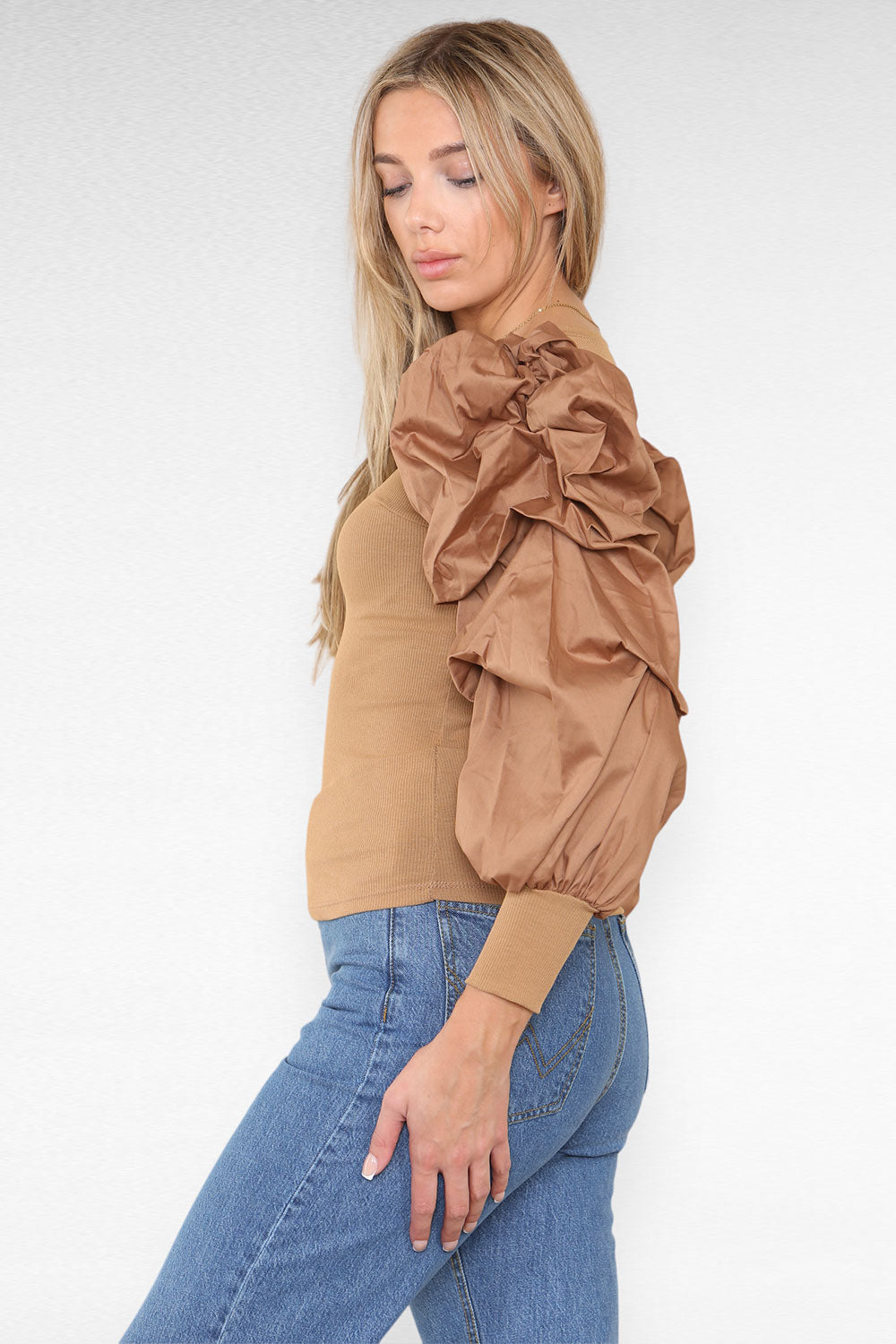 Oversized Puff Sleeves Ribbed Top 48 Oversized Puff Sleeves Ribbed Top - Image 48