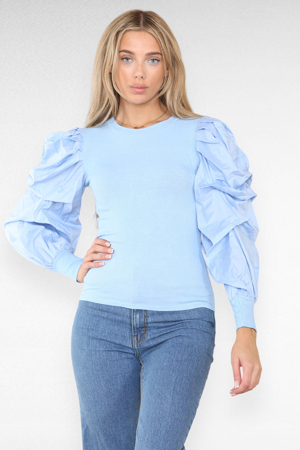 Oversized Puff Sleeves Ribbed Top 7 Oversized Puff Sleeves Ribbed Top - Image 7