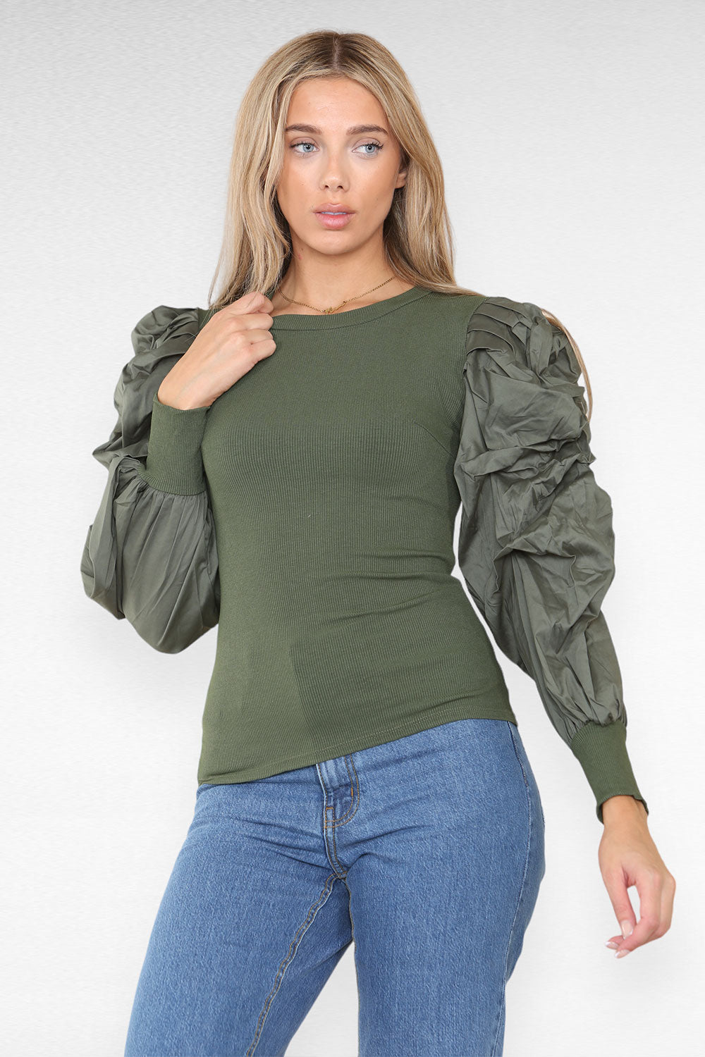 Oversized Puff Sleeves Ribbed Top 10 Oversized Puff Sleeves Ribbed Top - Image 10