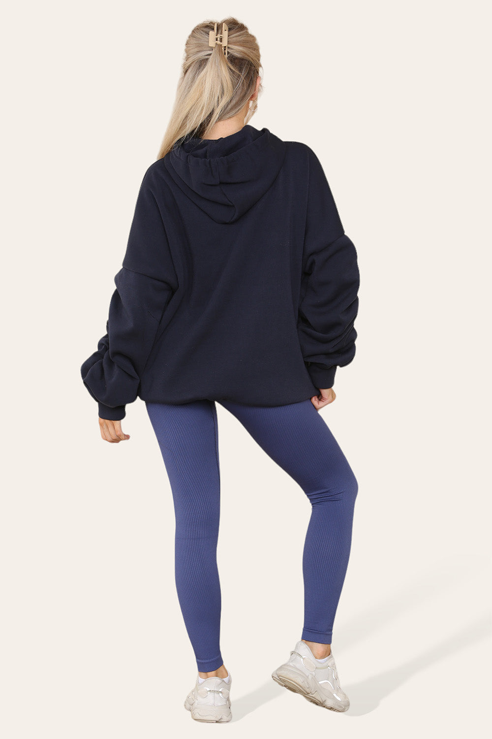 Oversized Ruched Sleeves Hoodie With Satin Ribbon 19 Oversized Ruched Sleeves Hoodie With Satin Ribbon - Image 19