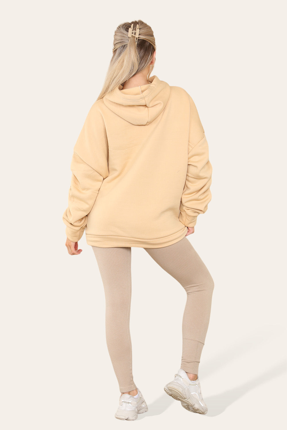 Oversized Ruched Sleeves Hoodie With Satin Ribbon 31 Oversized Ruched Sleeves Hoodie With Satin Ribbon - Image 31