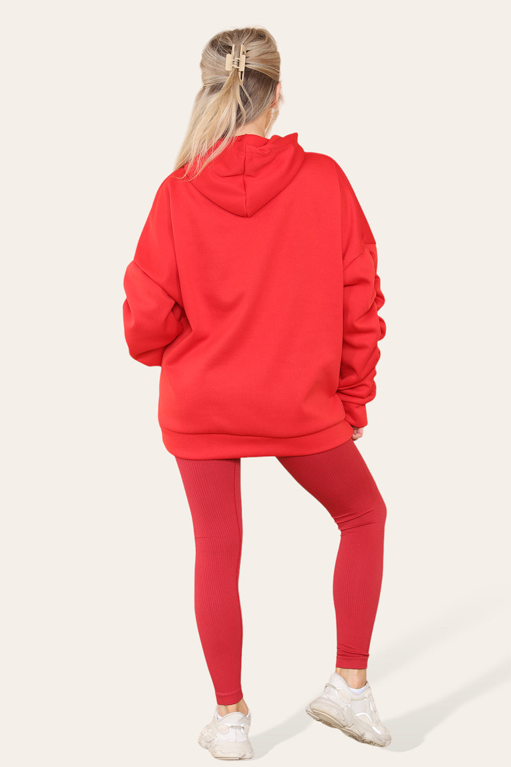 Oversized Ruched Sleeves Hoodie With Satin Ribbon 7 Oversized Ruched Sleeves Hoodie With Satin Ribbon - Image 7