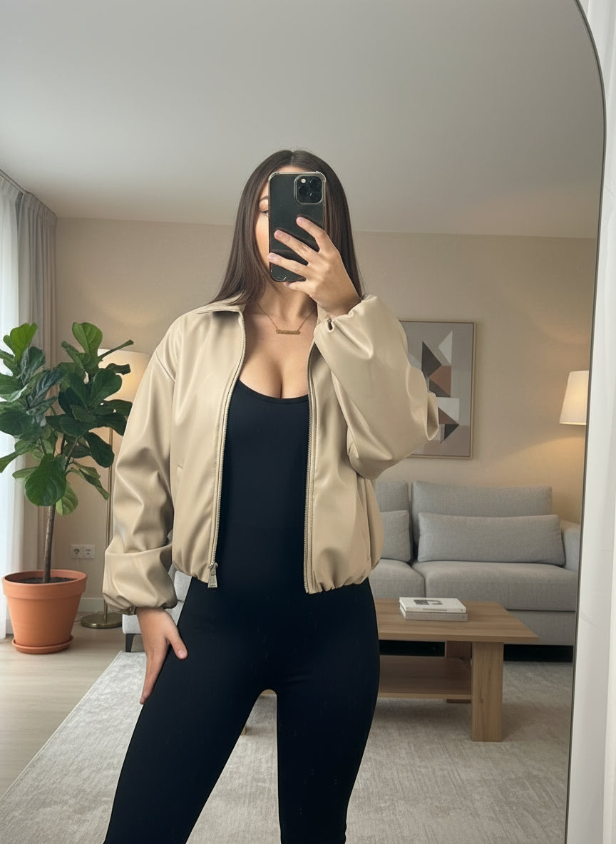 PU Bommer Jacket with Collar 3 PU Bommer Jacket with Collar - Image 3