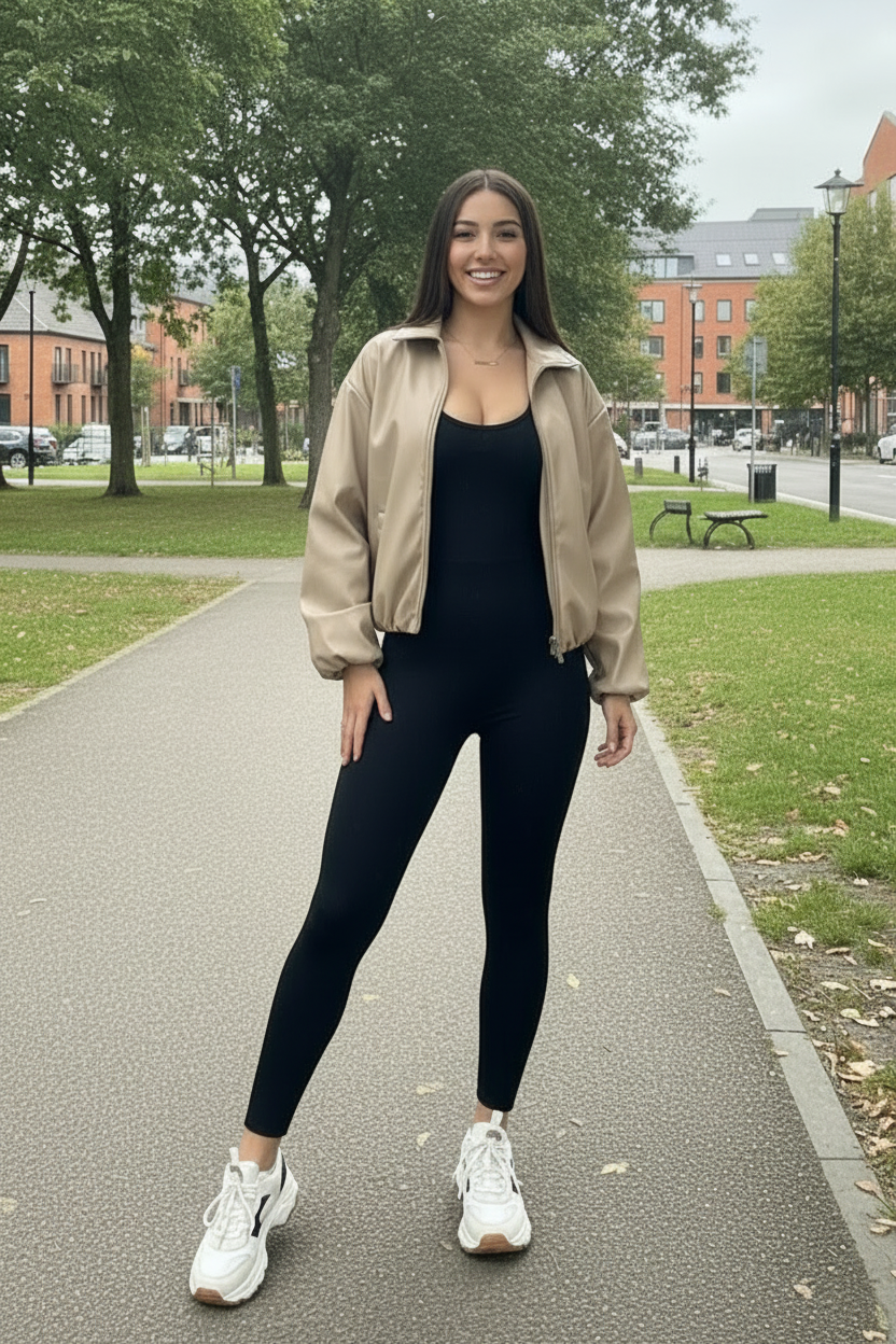 PU Bommer Jacket with Collar 2 PU Bommer Jacket with Collar - Image 2