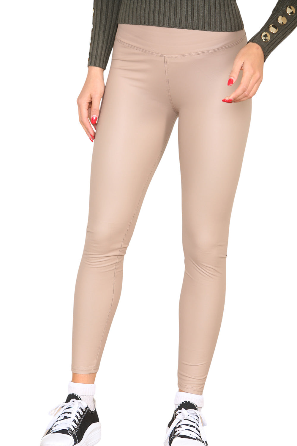 PU Fleece Line High Waisted Wet Look Faux Leather Legging 1 PU Fleece Line High Waisted Wet Look Faux Leather Legging