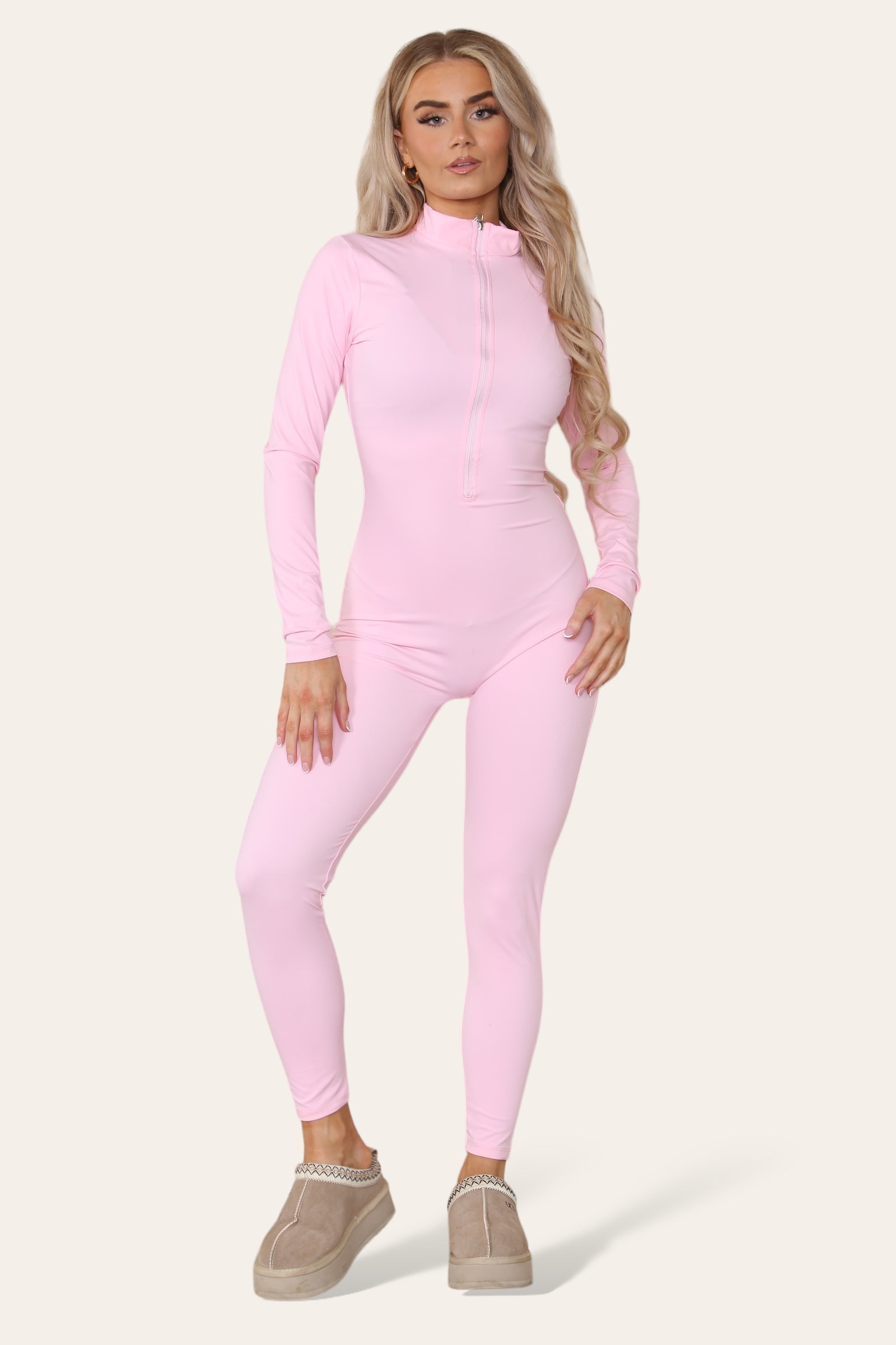 Ribbed High Neck Zipper Collar Jumpsuit Front Unitard Set 1 Ribbed High Neck Zipper Collar Jumpsuit Front Unitard Set