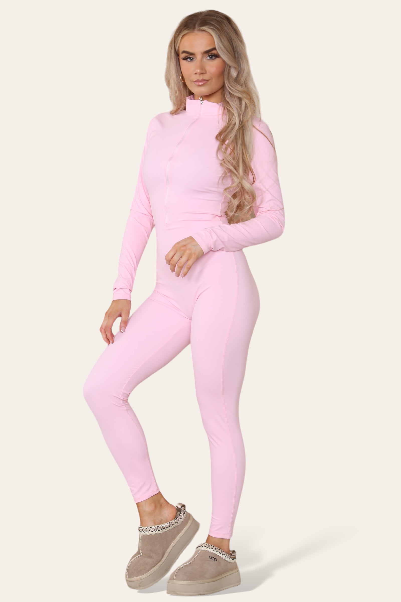 Ribbed High Neck Zipper Collar Jumpsuit Front Unitard Set 8 Ribbed High Neck Zipper Collar Jumpsuit Front Unitard Set - Image 8
