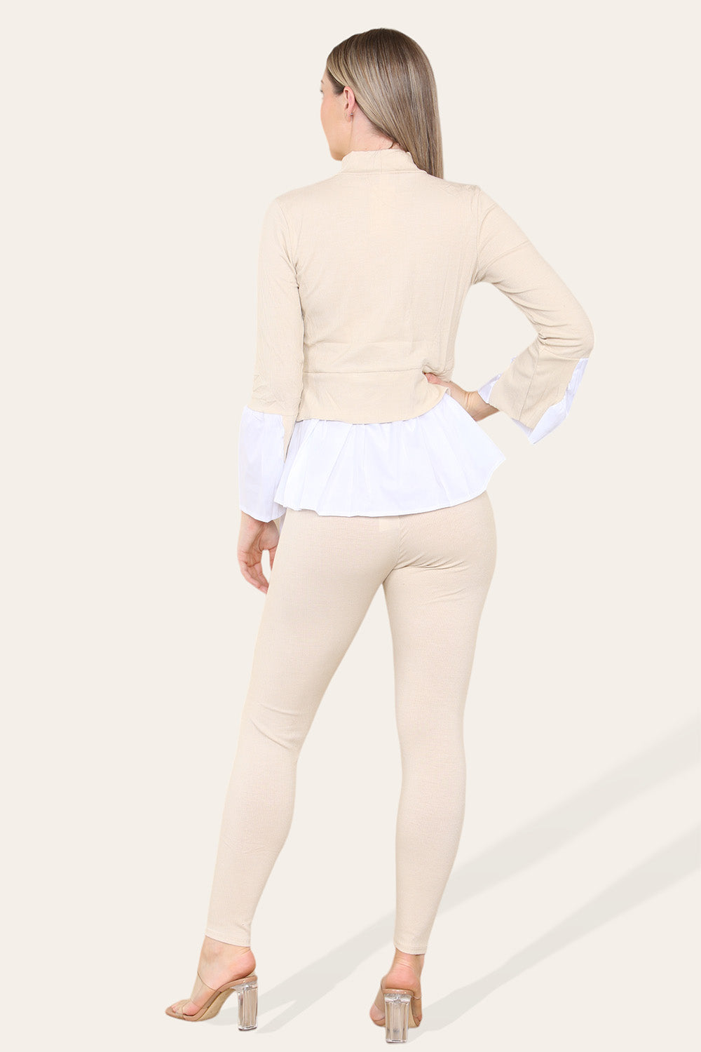 Ribbed Lounge Wear Flared Shirt and Leggings Co-Ord Set 4 Ribbed Lounge Wear Flared Shirt and Leggings Co-Ord Set - Image 4
